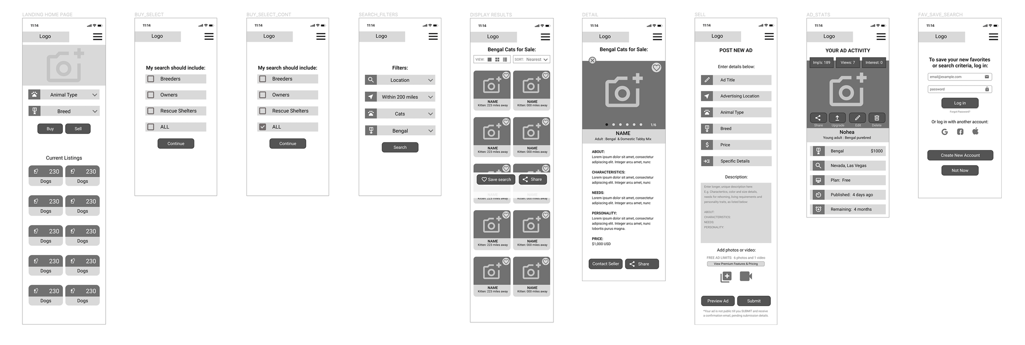 Mid-Fidelity Wireframes